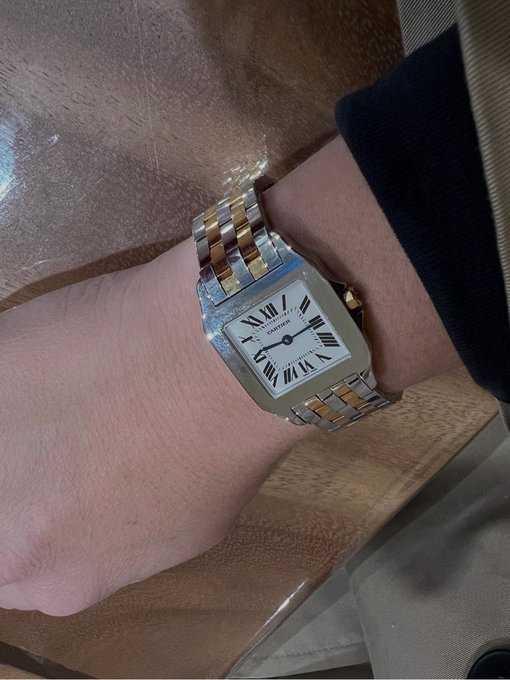 Cartier Two-Tone Gold and Silver Tank Watch with Red Box